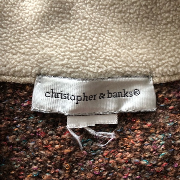 Vintage Christopher and Banks Textured Heather Zip Up Sweater in Orange & Brown - Picture 6 of 10